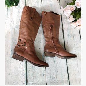 Sam Edelman 8M brown boots zippers fall leather